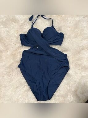 Cupshe blue one piece wrap swimsuit size XXL